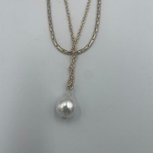J. Crew Freshwater Pearl Layered Necklace New With Bag Gold Tone - Picture 2 of 5